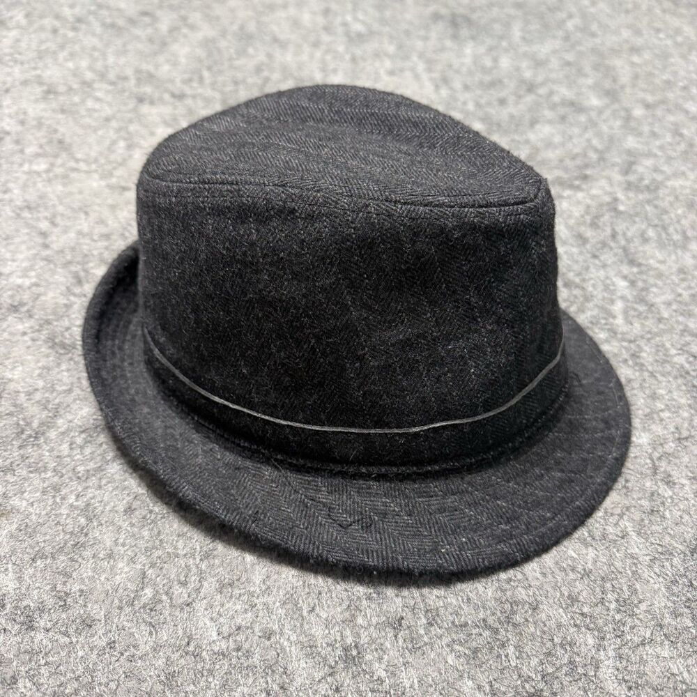 Stetson Mens Fedora Hat Gray Herringbone Pinstripe Wool Blend Size S/M Trilby